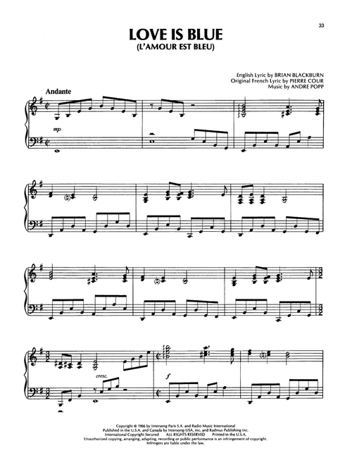 Love Is Blue (L'amour Est Bleu) - Richard Clayderman (Piano Solo)