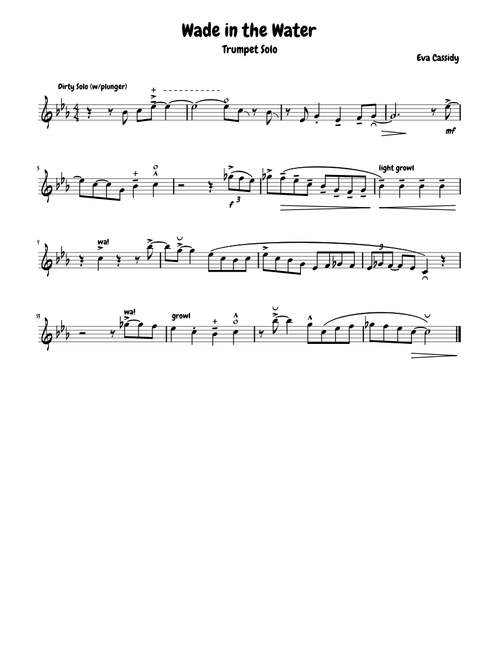 Wade in the Water, Trumpet Solo Transcription - Eva Cassidy