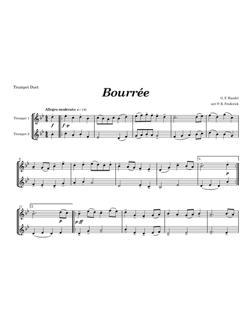 Bourée (Arr. P. R. Frederick) - G F Handel (Trumpet Duet)