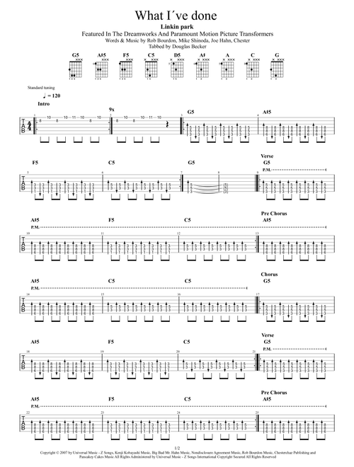 What I've Done (Arr. Douglas Becker) - Linkin Park (Guitar Tab)