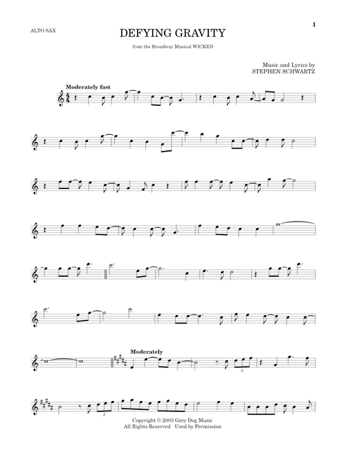 Defying Gravity (from Wicked) - Stephen Schwartz (Alto Sax Solo)