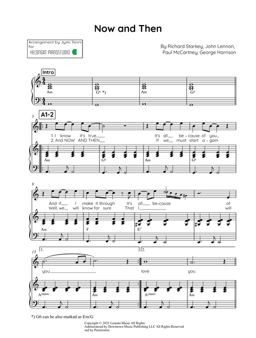 Now And Then (Arr. PRO Jyrki Tenni) - The Beatles (Piano Vocal)