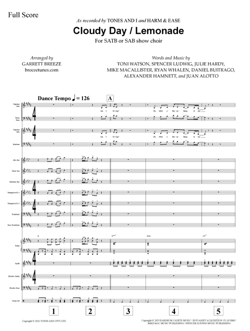 Medley: Cloudy Day with Lemonade (Arr. Garrett Breeze) - Tones And I, Harm & Ease & Fefe Dobson (Jazz Combo)