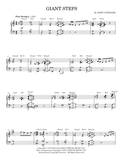Giant steps - John Coltrane (Piano Solo)