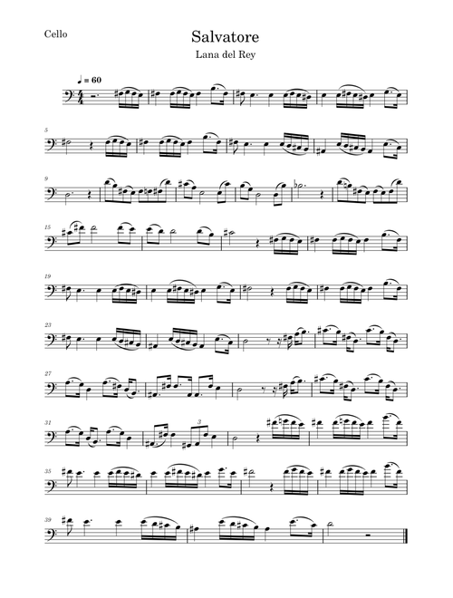 Salvatore – Lana Del Rey Salvatore - Cello - Lana del Rey