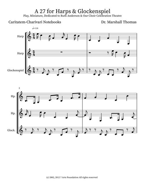 A 27 for Harps & Glockenspiel - Celebrity Chamber Players (Small Ensemble)