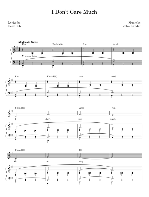 I Don't Care Much - John Kander and Fred Ebb