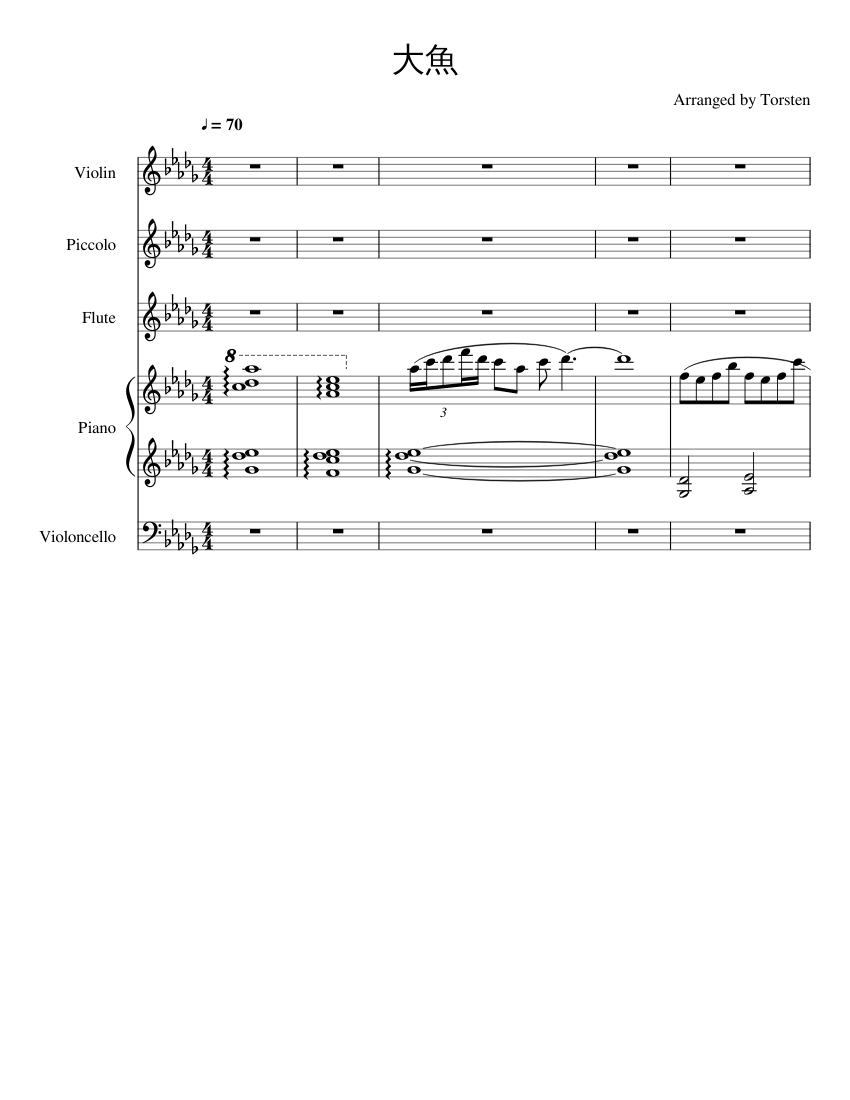 Big fish Sheet Music for Piano, Flute piccolo, Flute, Violin & more ...