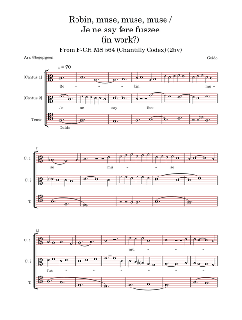 Robin, muse, muse, muse / Je ne say fere fuszee – Guido
