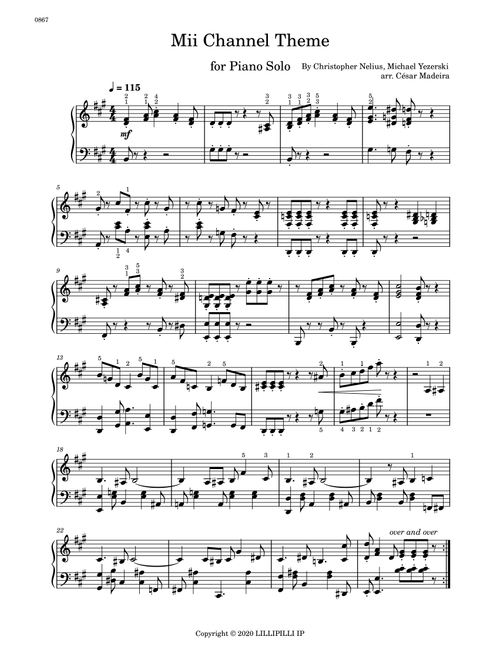 Mii Channel Theme (Arr. César Madeira) - Christopher Nelius, Michael Yezerski (Piano Solo)