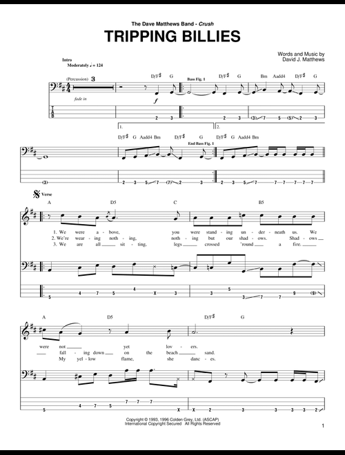 Tripping Billies - Dave Matthews Band (Bass Tab)