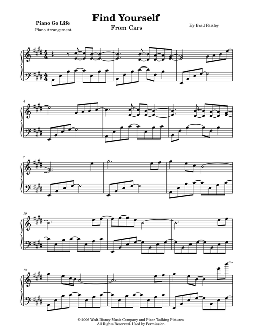 Find Yourself (Arr. Piano Go Life) - Brad Paisley (Piano Solo)