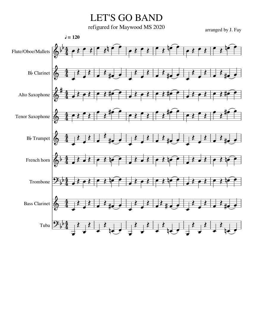 LET'S GO BAND Sheet music for Trombone, Euphonium, Tuba, Mellophone