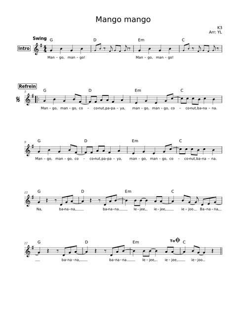 Mango mango – K3 (lead sheet)