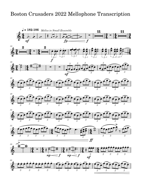 Boston Crusaders 2022 - Mellophone Transcription