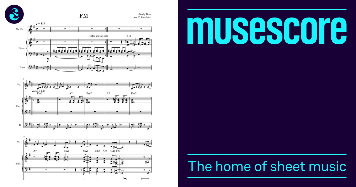 FM Steely Dan Sheet Music with Chords for Piano, Vocals, Bass guitar ...