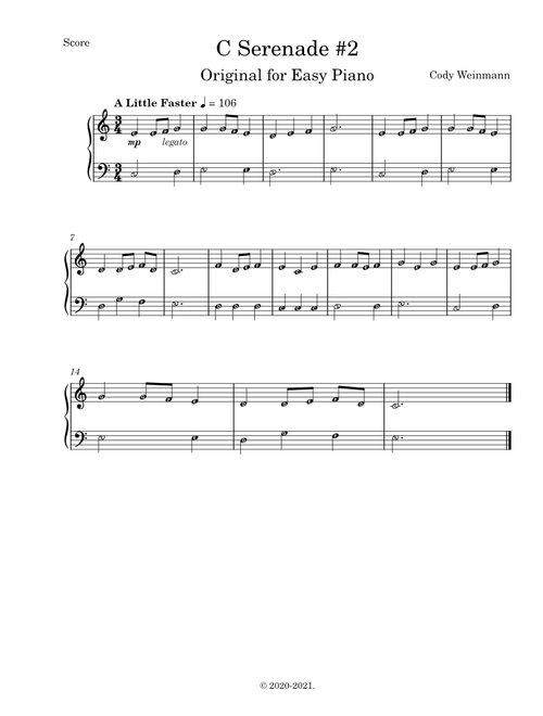 C Serenade #2 With Note Names- Cody Weinmann Composer