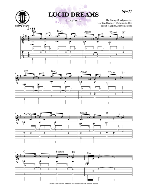 Lucid Dreams (Arr. Beckert Guitar) - Juice Wrld (Easy Guitar with TAB)