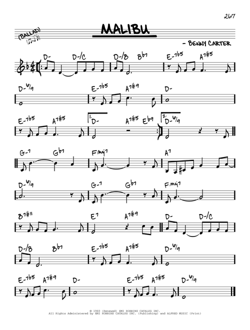 Malibu - Benny Carter (Real Book - Melody-Chords)