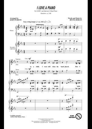 I Love a Piano (Lead sheet with lyrics and verse ) Sheet Music