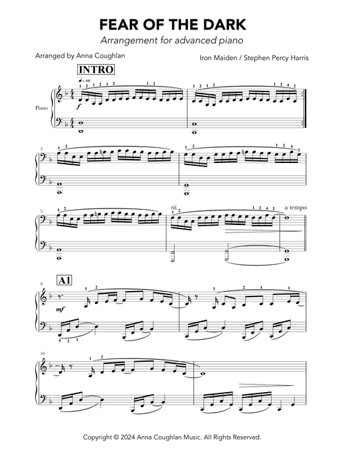 Fear Of The Dark (Arr. Anna Coughlan) - Iron Maiden (Piano Solo)