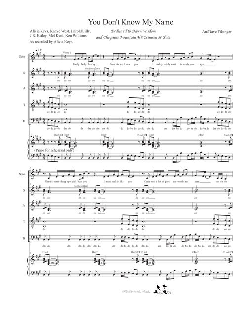 You Don't Know My Name (Arr. Dave Filsinger) - Alicia Keys (Choral, SATB divisi)
