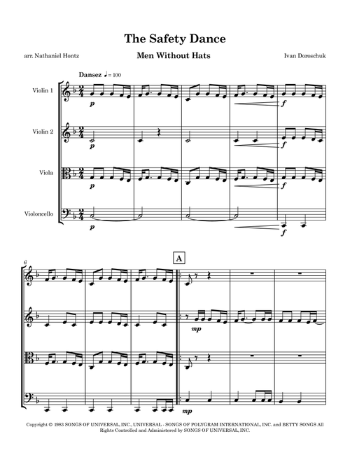 The Safety Dance (Arr. Nathaniel Hontz) - Men Without Hats (String Quartet)
