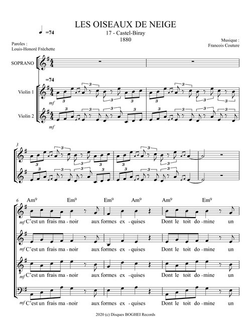 LES OISEAUX DE NEIGE - Castel-Biray (Arr. Disques BOGHEI Records) - Francois Couture (Choral, SATB)
