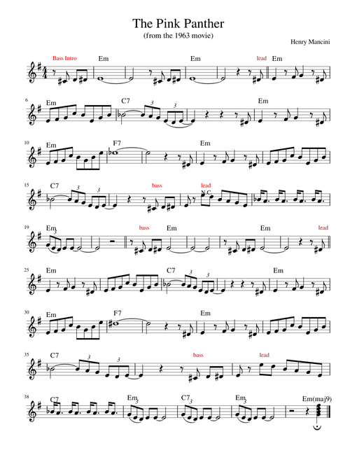 The Pink Panther (Leadsheet)