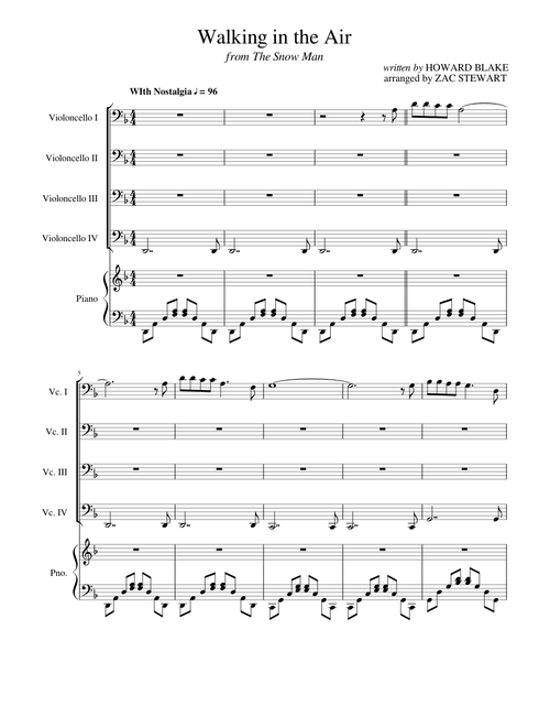 Walking in The Air - 4 cellos 1 piano
