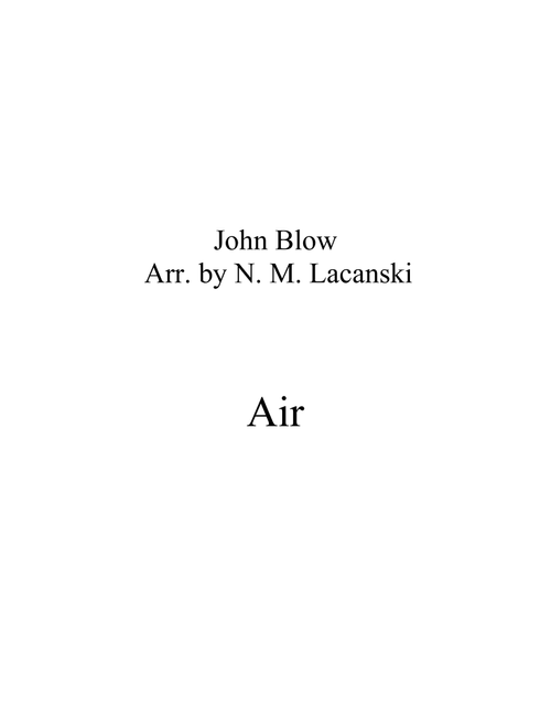 Air (Arr. Nick Lacanski) - Blow, John (Instrumental Duet)