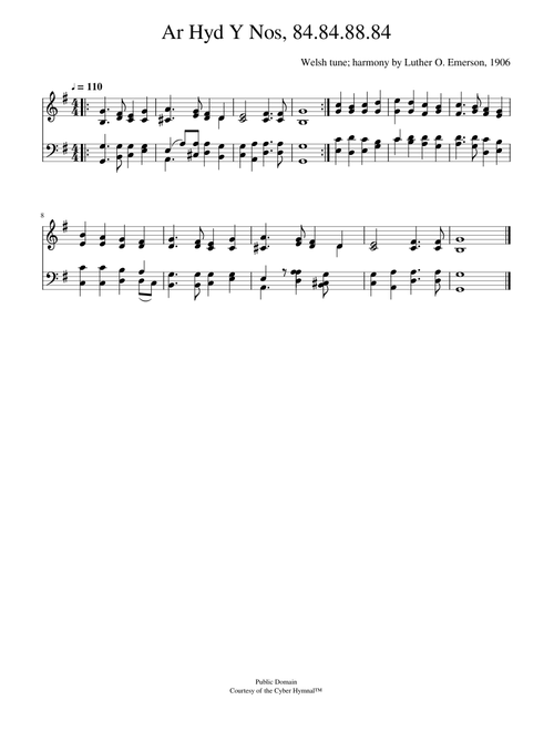 All through the night - Ar Hyd Y Nos Welsh melody; harmony by Luther O. Emerson