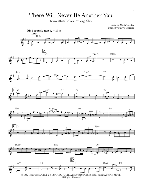 There Will Never Be Another You - Chet Baker (Trumpet Transcription)