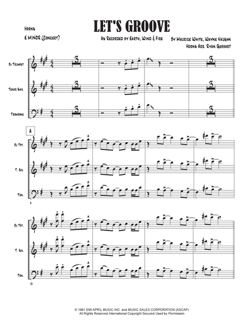 Let's Groove (Arr. Ryan Gabbart) - Earth, Wind & Fire (Small Ensemble)