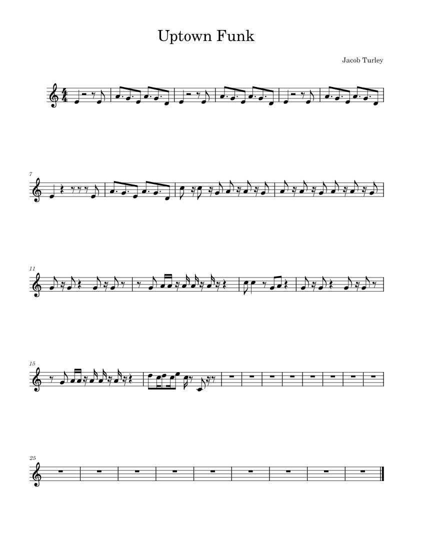 Uptown Funk Sheet Music for Trumpet in b-flat (Solo) | MuseScore.com