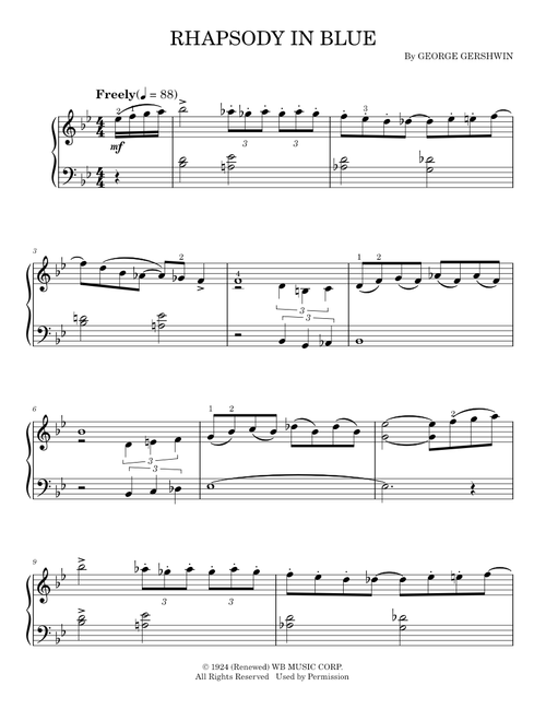 Rhapsody In Blue - George Gershwin (Easy Piano)