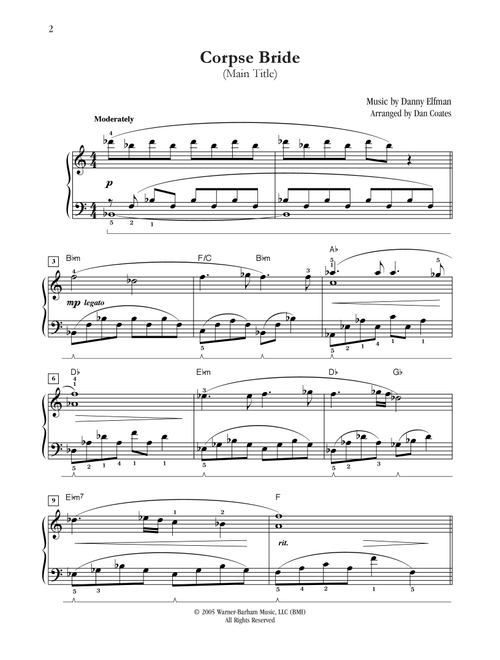 Corpse Bride (Main Title) (arr. Dan Coates) - Danny Elfman (Easy Piano)