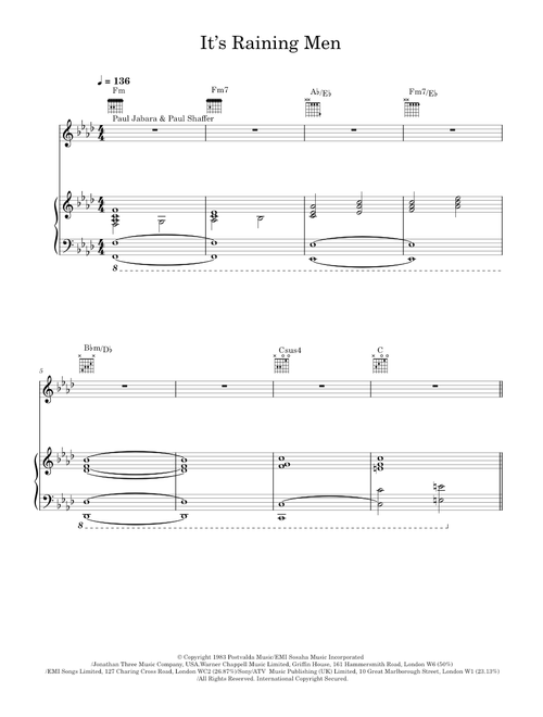 It's Raining Men - The Weather Girls (Piano-Vocal-Guitar (Piano Accompaniment))