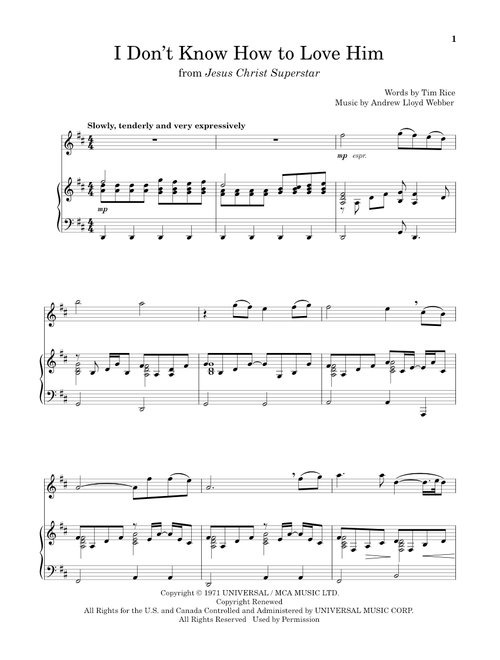 I Don't Know How To Love Him (from Jesus Christ Superstar) - Helen Reddy (Flute and Piano)