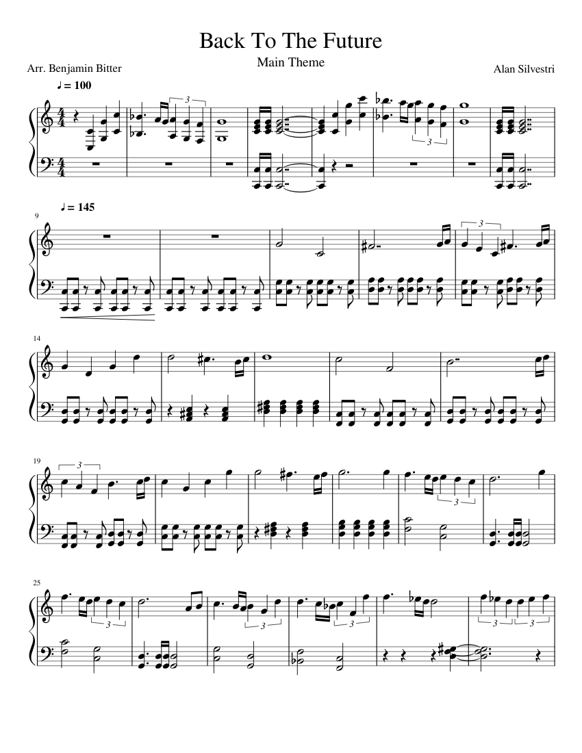 Back To The Future Main Theme Sheet Music for Piano (Solo) easy
