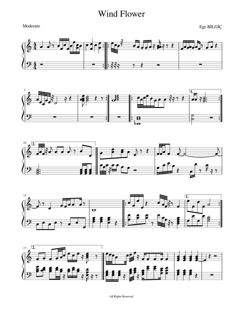 Wind Flower Sheet Music for Piano (Solo) | MuseScore.com