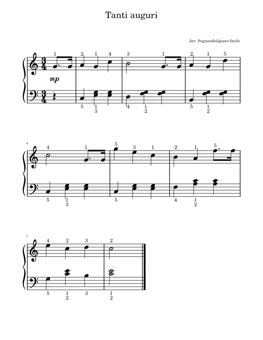 Tanti auguri Sheet Music for Piano (Solo) easy | MuseScore.com