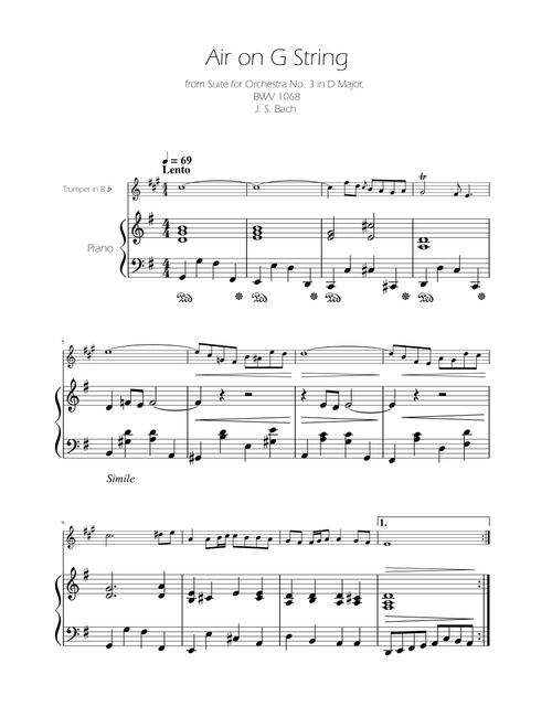 Air on the G String - Trumpet Solo w/ Piano (Arr. Ygor Nunes) - Johann Sebastian Bach (Trumpet and Piano)