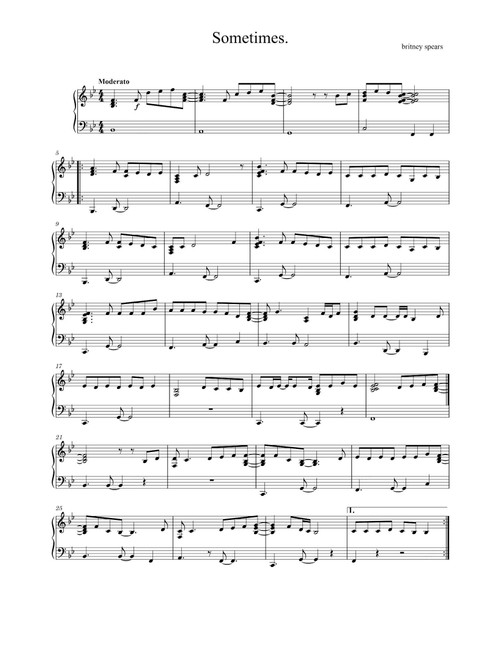 Sometimes (Arr. Britney Spears) (Piano Solo)