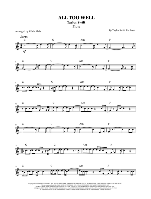 All Too Well (Arr. Valdir Maia) - Taylor Swift (Flute Solo)