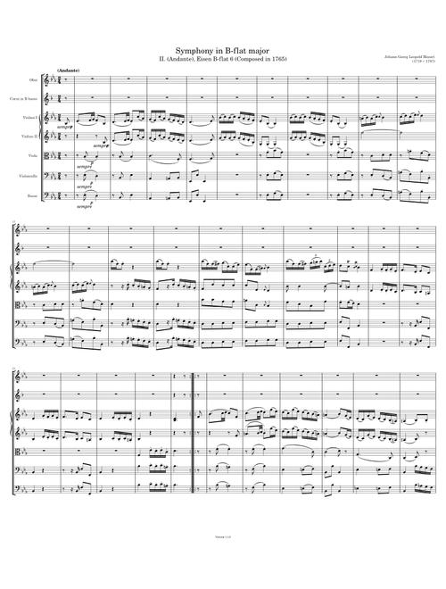 [II. (Andante)] Symphony in B-flat major, Eisen B-flat 6 – Leopold Mozart