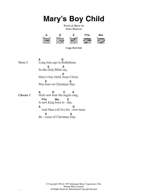 Mary's Boy Child - Jester Hairston (Guitar Chords-Lyrics)