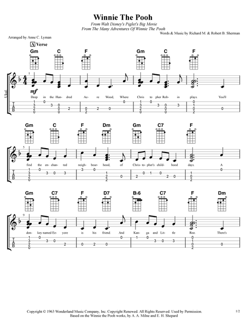 Winnie The Pooh (Arr. Anne C. Lyman) - Richard M. Sherman, Robert B. Sherman (Ukulele)