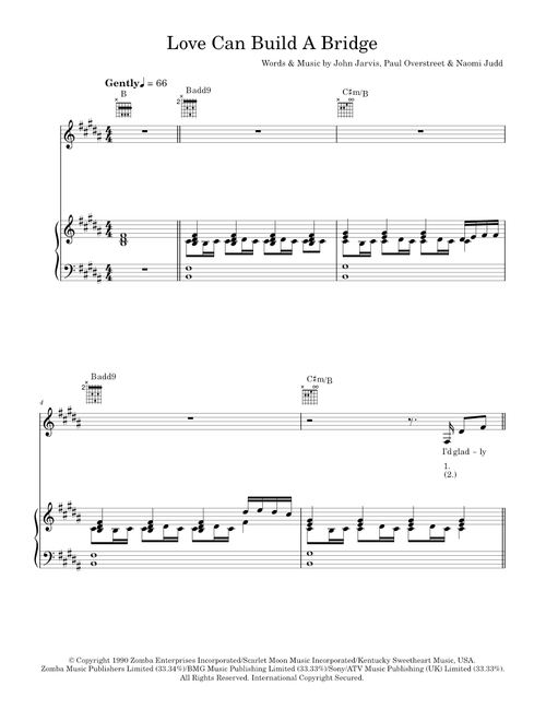 Love can build a bridge - The Judds (Piano-Vocal-Guitar (Piano Accompaniment))