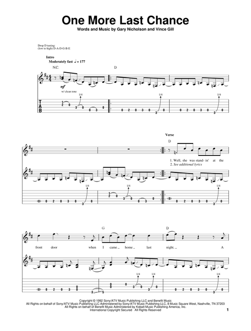 One More Last Chance - Vince Gill (Guitar Tab Play-Along)
